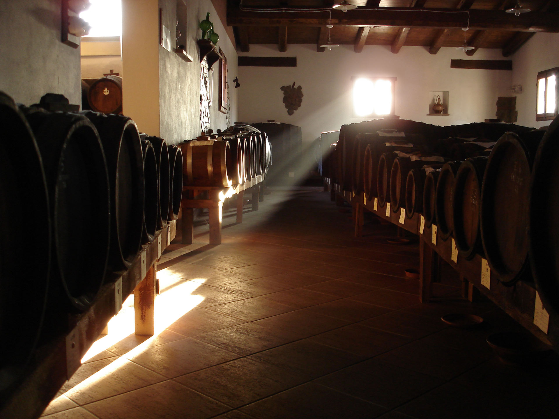 Botti di aceto balsamico tradizionale invecchiato nell’Acetaia Caselli a Modena